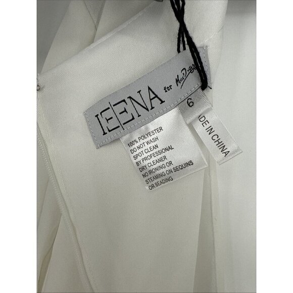 Mac Duggal Size 6 White 26554 Long Sleeve Wrap Jersey Slit Gown Dress Wedding - Picture 11 of 12
